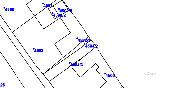 Parcela st. 4504/2 v KÚ Chomutov I, Katastrální mapa