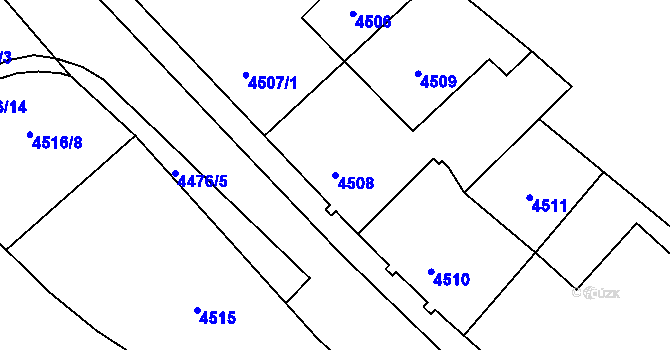 Parcela st. 4508 v KÚ Chomutov I, Katastrální mapa