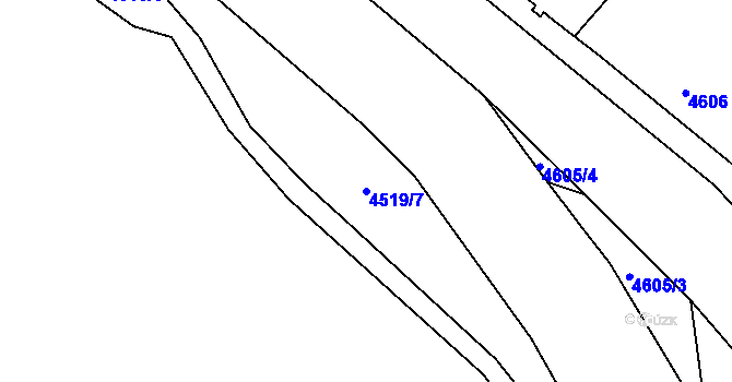 Parcela st. 4519/7 v KÚ Chomutov I, Katastrální mapa