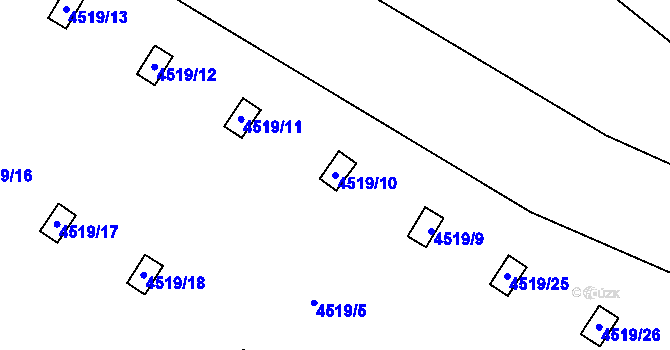 Parcela st. 4519/10 v KÚ Chomutov I, Katastrální mapa