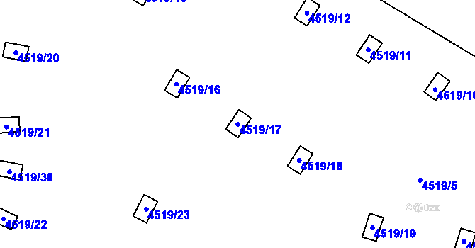 Parcela st. 4519/17 v KÚ Chomutov I, Katastrální mapa