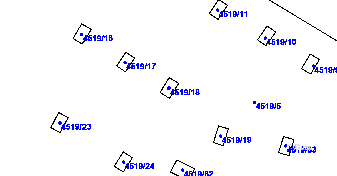 Parcela st. 4519/18 v KÚ Chomutov I, Katastrální mapa