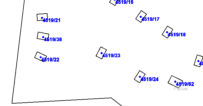 Parcela st. 4519/23 v KÚ Chomutov I, Katastrální mapa