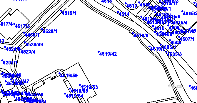 Parcela st. 4519/42 v KÚ Chomutov I, Katastrální mapa