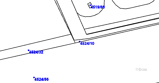 Parcela st. 4524/10 v KÚ Chomutov I, Katastrální mapa