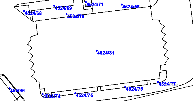 Parcela st. 4524/31 v KÚ Chomutov I, Katastrální mapa
