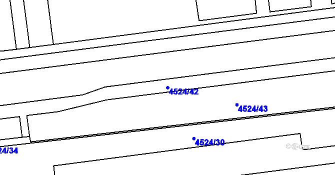 Parcela st. 4524/42 v KÚ Chomutov I, Katastrální mapa