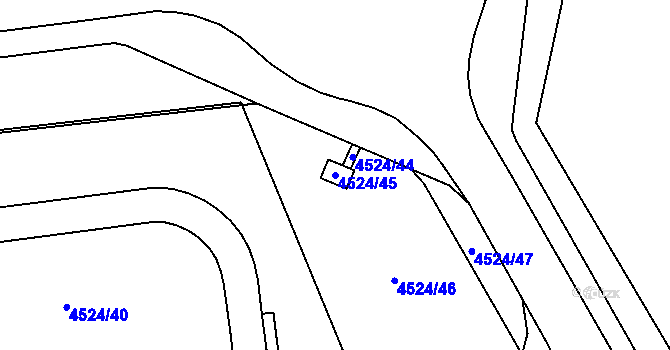 Parcela st. 4524/45 v KÚ Chomutov I, Katastrální mapa