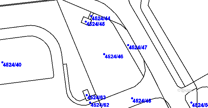 Parcela st. 4524/46 v KÚ Chomutov I, Katastrální mapa