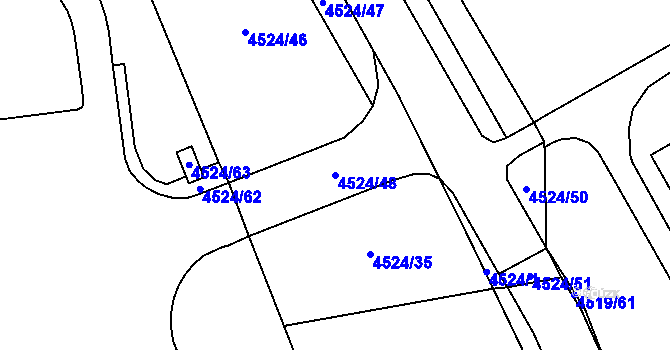 Parcela st. 4524/48 v KÚ Chomutov I, Katastrální mapa