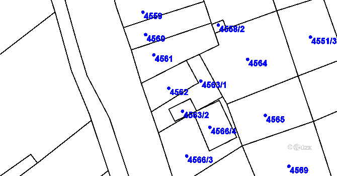 Parcela st. 4562 v KÚ Chomutov I, Katastrální mapa