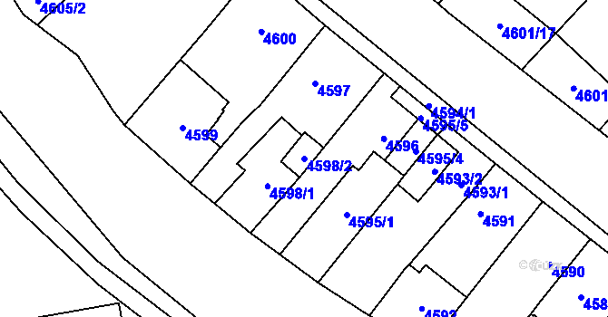Parcela st. 4598/2 v KÚ Chomutov I, Katastrální mapa