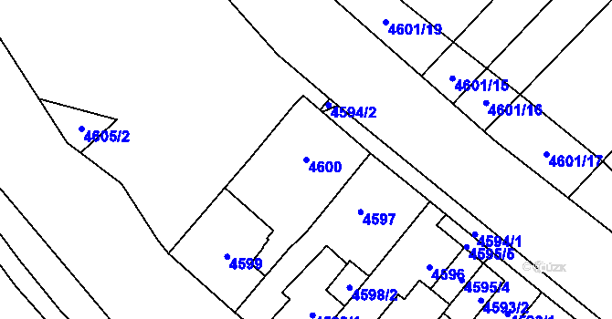 Parcela st. 4600 v KÚ Chomutov I, Katastrální mapa