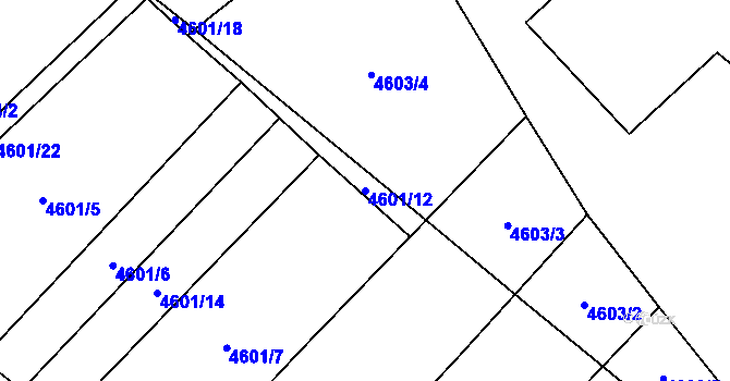 Parcela st. 4601/12 v KÚ Chomutov I, Katastrální mapa