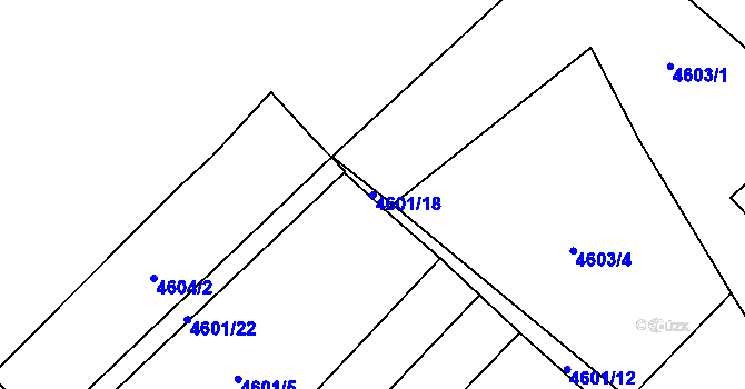 Parcela st. 4601/18 v KÚ Chomutov I, Katastrální mapa