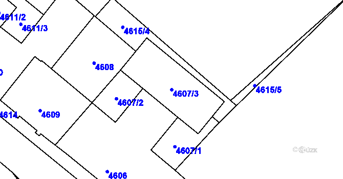 Parcela st. 4607/3 v KÚ Chomutov I, Katastrální mapa