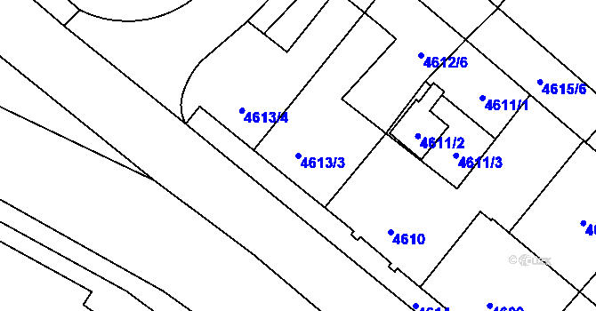Parcela st. 4613/3 v KÚ Chomutov I, Katastrální mapa