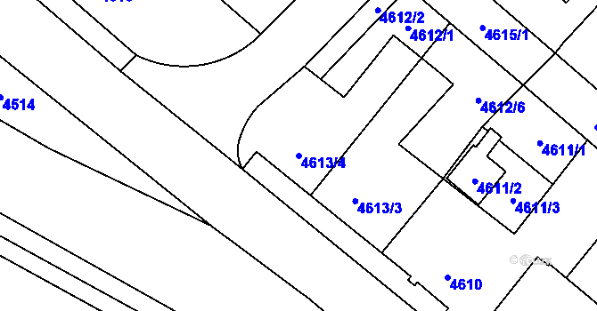 Parcela st. 4613/4 v KÚ Chomutov I, Katastrální mapa