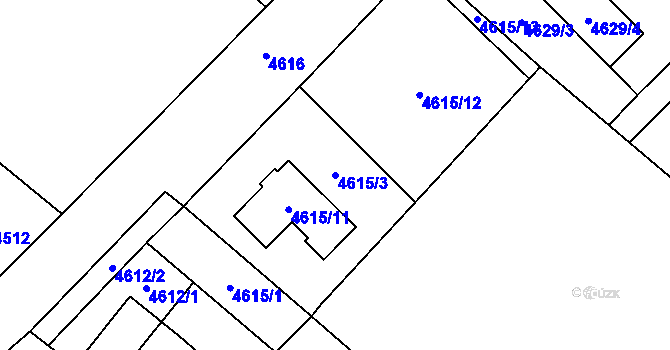 Parcela st. 4615/3 v KÚ Chomutov I, Katastrální mapa