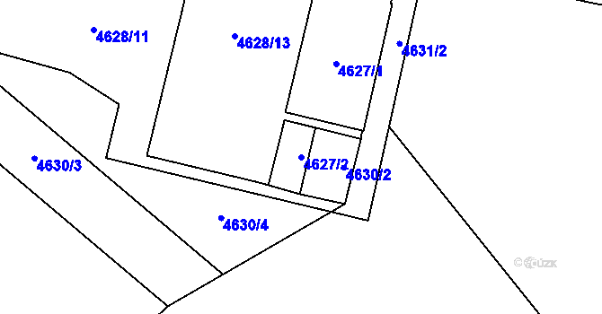 Parcela st. 4627/2 v KÚ Chomutov I, Katastrální mapa