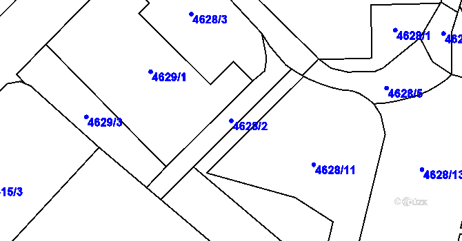 Parcela st. 4628/2 v KÚ Chomutov I, Katastrální mapa