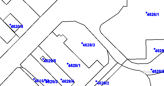 Parcela st. 4628/3 v KÚ Chomutov I, Katastrální mapa