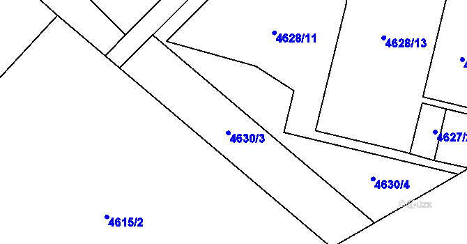 Parcela st. 4630/3 v KÚ Chomutov I, Katastrální mapa