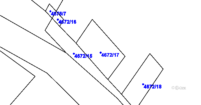 Parcela st. 4672/17 v KÚ Chomutov I, Katastrální mapa