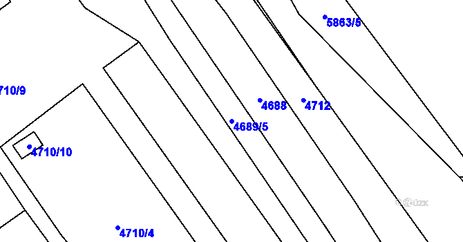 Parcela st. 4689/5 v KÚ Chomutov I, Katastrální mapa