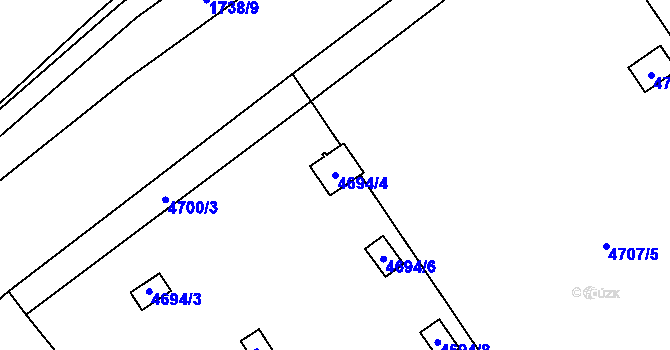 Parcela st. 4694/4 v KÚ Chomutov I, Katastrální mapa