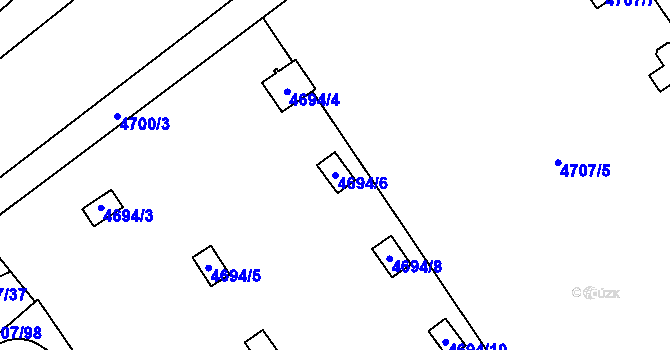 Parcela st. 4694/6 v KÚ Chomutov I, Katastrální mapa