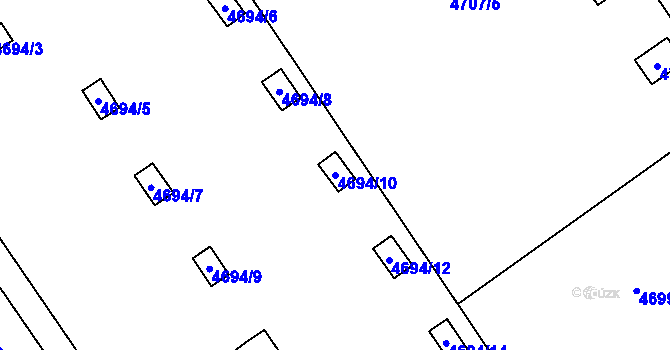 Parcela st. 4694/10 v KÚ Chomutov I, Katastrální mapa