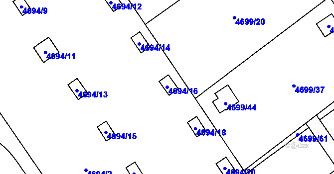 Parcela st. 4694/16 v KÚ Chomutov I, Katastrální mapa