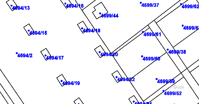 Parcela st. 4694/20 v KÚ Chomutov I, Katastrální mapa