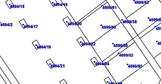Parcela st. 4694/22 v KÚ Chomutov I, Katastrální mapa