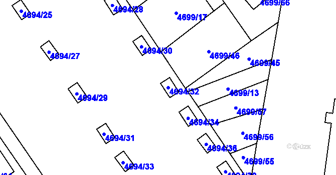 Parcela st. 4694/32 v KÚ Chomutov I, Katastrální mapa