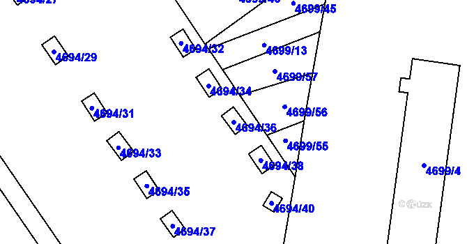 Parcela st. 4694/36 v KÚ Chomutov I, Katastrální mapa