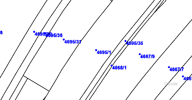 Parcela st. 4695/1 v KÚ Chomutov I, Katastrální mapa