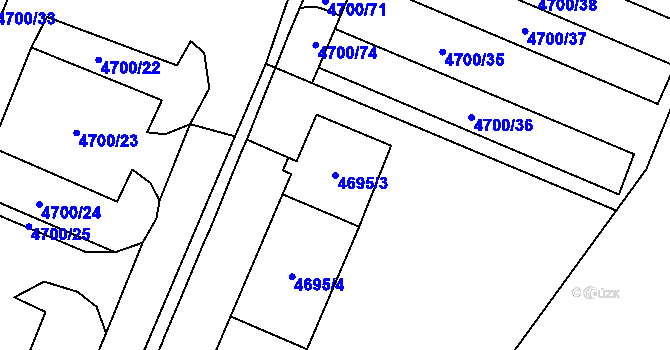 Parcela st. 4695/3 v KÚ Chomutov I, Katastrální mapa
