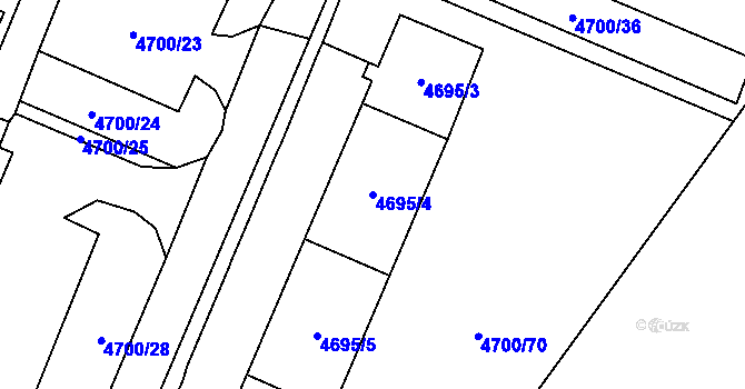 Parcela st. 4695/4 v KÚ Chomutov I, Katastrální mapa