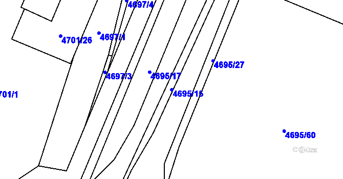 Parcela st. 4695/15 v KÚ Chomutov I, Katastrální mapa