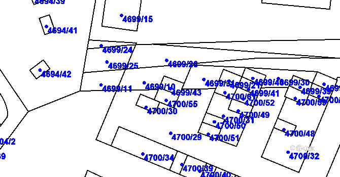 Parcela st. 4699/43 v KÚ Chomutov I, Katastrální mapa
