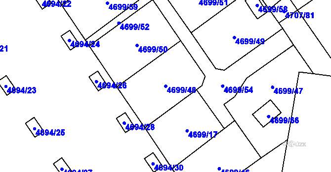 Parcela st. 4699/48 v KÚ Chomutov I, Katastrální mapa