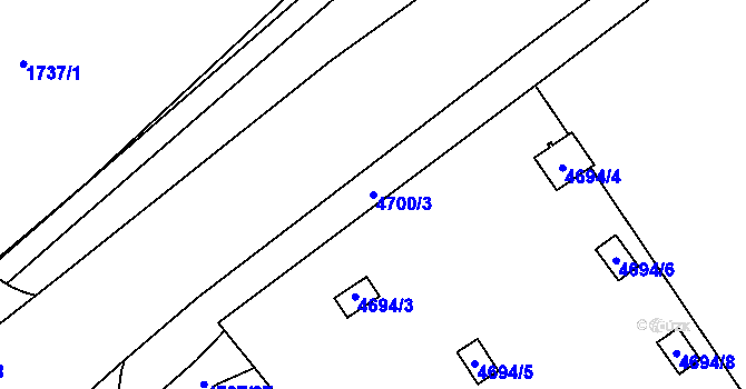 Parcela st. 4700/3 v KÚ Chomutov I, Katastrální mapa