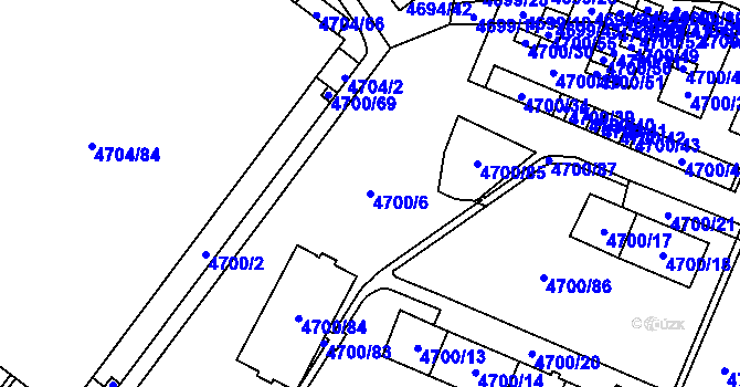 Parcela st. 4700/6 v KÚ Chomutov I, Katastrální mapa