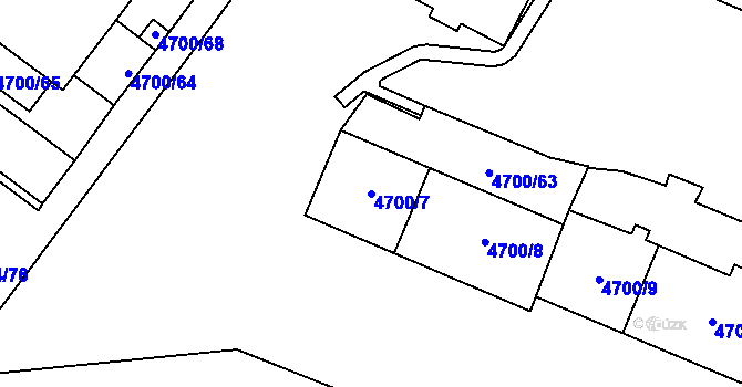 Parcela st. 4700/7 v KÚ Chomutov I, Katastrální mapa