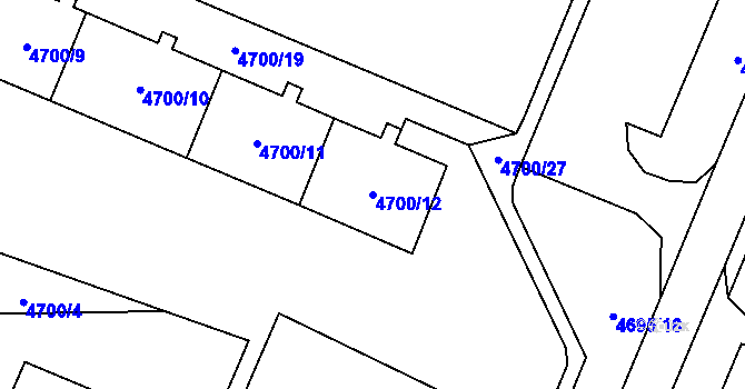 Parcela st. 4700/12 v KÚ Chomutov I, Katastrální mapa