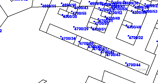 Parcela st. 4700/39 v KÚ Chomutov I, Katastrální mapa