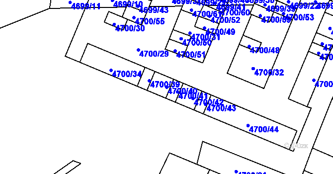 Parcela st. 4700/40 v KÚ Chomutov I, Katastrální mapa