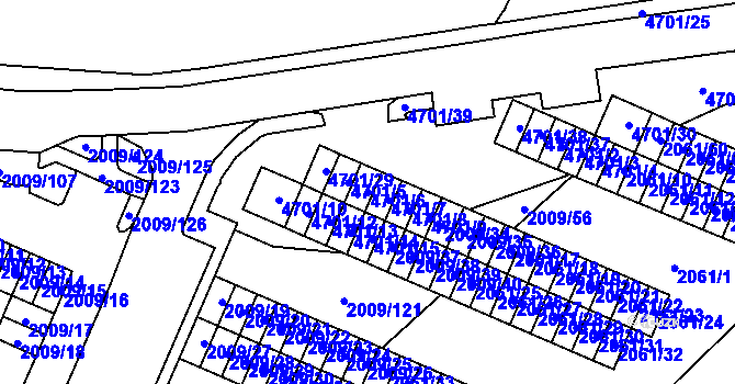 Parcela st. 4701/6 v KÚ Chomutov I, Katastrální mapa